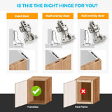 Full Overlay Soft Close Cabinet Hinges | Concealed Kitchen Cabinet Hinges, Heavy-Duty Adjustable Design, Easy Installation, for Frameless Cupboard Hardware - Silver - Size 10 PCS