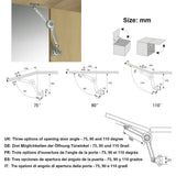 2 Packs Cabinet Cupborad Furniture Door Lift Stay Support Hinge Damper - Support Up to 100KG - Opening Angle 75°/90°/110° - Come with Hex Key