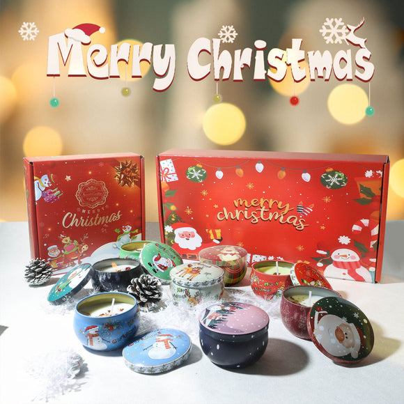 NNEDSZ Christmas gift Aussie Christmas Scented Candle Set – 8 Festive Tin Candles with Unique Scents & Cute Designs for Holiday Gifting