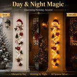 MerryCascade Glowing Christmas Door Hanger with Lights, Festive Dimensional Details, Space-Saving Vertical Decor for Window, Wall & Mantel(red)