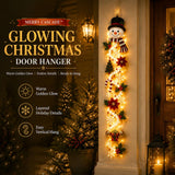 MerryCascade Glowing Christmas Door Hanger with Lights, Festive Dimensional Details, Space-Saving Vertical Decor for Window, Wall & Mantel(red)