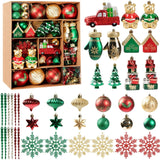 70-Pack Shatterproof Christmas Ornament Set for Tree, Holiday Party Decor, 70Pcs (Red and green)