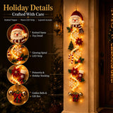 MerryCascade Glowing Christmas Door Hanger with Lights, Festive Dimensional Details, Space-Saving Vertical Decor for Window, Wall & Mantel(red)