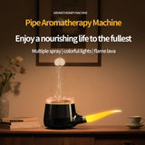 Pipe-Shaped Aromatherapy Humidifier with LED Flame & Mist – USB Desk Diffuser for Home, Office, Bedside (White) | Other Colors Available in Store