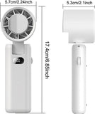 Portable Handheld Turbo Fan with Cooling Tech, Digital Display, 100-Speed Control, Rechargeable 4-in-1 Personal Fan for Travel, Outdoor, Office (White)