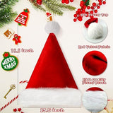 NNEDSZ 10Pack Christmas Santa Hats for Adults - Extra Thicken Velvet Santa Claus Hats for Women Men Fluffy Plush Xmas Hats Christmas Party Supplies New Year's Eve Party Hats for Adults Teenagers