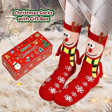 NNEDSZ 4 Pairs Christmas Socks, Crazy Holiday Hand Holding Socks Funny Christmas Stocking Stuffers