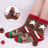 NNEDSZ Christmas Socks - 6 Pairs Cozy Warm Fluffy Plush Bed Socks for Women, Girls - Cute Coral Fleece Xmas Indoor