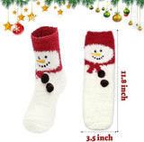 NNEDSZ Christmas Socks - 6 Pairs Cozy Warm Fluffy Plush Bed Socks for Women, Girls - Cute Coral Fleece Xmas Indoor