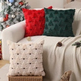 NNEDSZ Christmas Pillow Covers 18x18 inch Set of 2 Black Christmas Decorations Soft Plush Faux Fur Wool Xmas Tree Throw Pillow Cases Winter Holiday Decor for Sofa Living Room