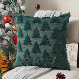 NNEDSZ Christmas Pillow Covers 18x18 inch Set of 2 Black Christmas Decorations Soft Plush Faux Fur Wool Xmas Tree Throw Pillow Cases Winter Holiday Decor for Sofa Living Room