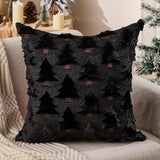 NNEDSZ Christmas Pillow Covers 18x18 inch Set of 2 Black Christmas Decorations Soft Plush Faux Fur Wool Xmas Tree Throw Pillow Cases Winter Holiday Decor for Sofa Living Room