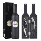 Wine Accessories Gift Set (Black), 5-Piece Bottle Corkscrew Opener Kit with Novelty Bottle-Shaped Case, Valentine's Day Gift for Wine Lovers