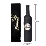 Wine Accessories Gift Set (Black), 5-Piece Bottle Corkscrew Opener Kit with Novelty Bottle-Shaped Case, Valentine's Day Gift for Wine Lovers