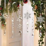 Trendbay 10Pcs Glitter Snowflake Christmas Ornaments Sparkling Hanging