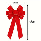 Large Red Velvet Christmas Bow with Gold Glitter Edge