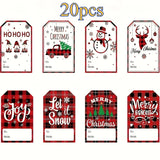 Trendbay Christmas Gift Tags 20pcs Red Plaid Paper Labels
