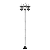 185.42cm 3-Head Solar Lamp Post Black Aluminum