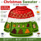Christmas Sweater Silicone Dog Licking Mat, Strong Suction Slow Feeder Mat for Pets, BPA Free Calming Lick Pad for Food & Treats, for Nail Trimming & Anxiety Relief