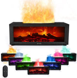 2-in-1 LED Humidifier with Fireplace Effect, 150ml Aromatherapy Diffuser, 3 Timer Settings, Remote Control, Quiet Operation, Black
