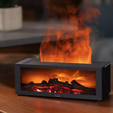 2-in-1 LED Humidifier with Fireplace Effect, 150ml Aromatherapy Diffuser, 3 Timer Settings, Remote Control, Quiet Operation, Black