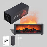 2-in-1 LED Humidifier with Fireplace Effect, 150ml Aromatherapy Diffuser, 3 Timer Settings, Remote Control, Quiet Operation, Black