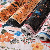 Bohemian Floral Doormat Non-slip Absorbent Dirt-Resistant Machine Washable for Bathroom Hallway and Kitchen, 40x60cm, Black
