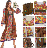 60s costume women, hippie women's dress set, 70s disco halloween outfits, hippie clothing women's costume, 60s clothing accessories L