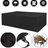 Rectangular Patio Table Cover with Storage Pockets, Waterproof Outdoor Furniture Protector for Garden and Indoor Use, Black, 150 x 150 x 75 cm