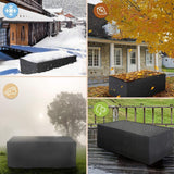 Rectangular Patio Table Cover with Storage Pockets, Waterproof Outdoor Furniture Protector for Garden and Indoor Use, Black, 150 x 150 x 75 cm