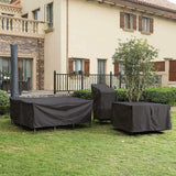 Rectangular Patio Table Cover with Storage Pockets, Waterproof Outdoor Furniture Protector for Garden and Indoor Use, Black, 150 x 150 x 75 cm