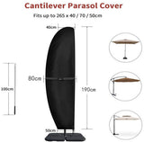 Parasol Cover for Cantilever Parasol, Waterproof Parasol Cover, Shaped cover and Pole, Umbrella Diameter 400 cm, 190x30x81 cm