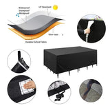 1 Piece 420D Waterproof Patio Furniture Cover, Tear-Resistant UV Protective Cover for Rectangular Outdoor Table Sets, Black, 213 x 132 x 74 cm
