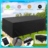 1 Piece 420D Waterproof Patio Furniture Cover, Tear-Resistant UV Protective Cover for Rectangular Outdoor Table Sets, Black, 213 x 132 x 74 cm
