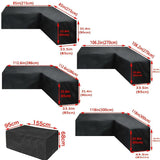 1 Piece V-Shaped Patio Sofa Cover, 210D Oxford Waterproof UV-Resistant Outdoor Furniture Protector, Black, 286 x 286 x 82 cm