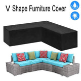 1 Piece V-Shaped Patio Sofa Cover, 210D Oxford Waterproof UV-Resistant Outdoor Furniture Protector, Black, 250 x 250 x 100 cm