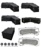 1 Piece V-Shaped Patio Sofa Cover, 210D Oxford Waterproof UV-Resistant Outdoor Furniture Protector, Black, 250 x 250 x 100 cm