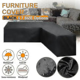 1 Piece V-Shaped Patio Sofa Cover, 210D Oxford Waterproof UV-Resistant Outdoor Furniture Protector, Black, 250 x 250 x 100 cm