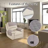 Recliner Chair Cover Set, Quilted Water-Resistant Non-Slip Furniture Protector with Storage Pocket for Armchairs, Dark Grey