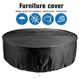 1 Piece Round Patio Furniture Cover, Waterproof PU-Coated Outdoor Table and Chair Set Protector, Black, 128 x 71 cm