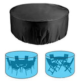 1 Piece Round Patio Furniture Cover, Waterproof PU-Coated Outdoor Table and Chair Set Protector, Black, 128 x 71 cm