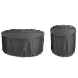 1 Piece Round Patio Furniture Cover, Waterproof Dustproof Polyester Outdoor Table Set Protector, Black, 77 x 58 cm