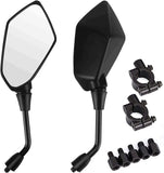 Universal Motorcycle Rearview Side Mirrors, Wide View Durable Replacement Mirror Set for Motorbike Scooter, Black