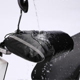 Motorcycle Handle Muff Warm Gloves, Windproof Waterproof PU Handlebar Covers with Short Plush Lining for Winter Riding
