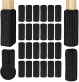 24 Pack Chair Leg Socks with Felt Pads, Non-Slip Noise-Reducing Floor Protectors for Hardwood Floors and Tiles, Black