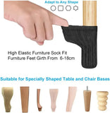 24 Pack Chair Leg Socks with Felt Pads, Non-Slip Noise-Reducing Floor Protectors for Hardwood Floors and Tiles, Black