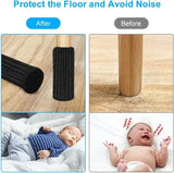 24 Pack Chair Leg Socks with Felt Pads, Non-Slip Noise-Reducing Floor Protectors for Hardwood Floors and Tiles, Black