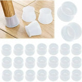 24 Pack Clear Silicone Chair Leg Caps, Non-Slip Floor Protectors for Tables and Chairs with Round Legs, Fits 28-45 mm