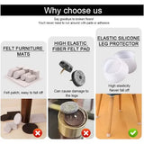 24 Pack Clear Silicone Chair Leg Caps, Non-Slip Floor Protectors for Tables and Chairs with Round Legs, Fits 28-45 mm