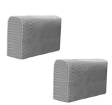 2 Pack Stretch Fleece Sofa Armrest Covers, Soft Non-Slip Furniture Protectors for Home, Light Grey